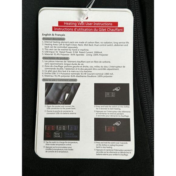 Dozowoom Heated Vest Men's Size Large Black With Battery Pack - Picture 11 of 15